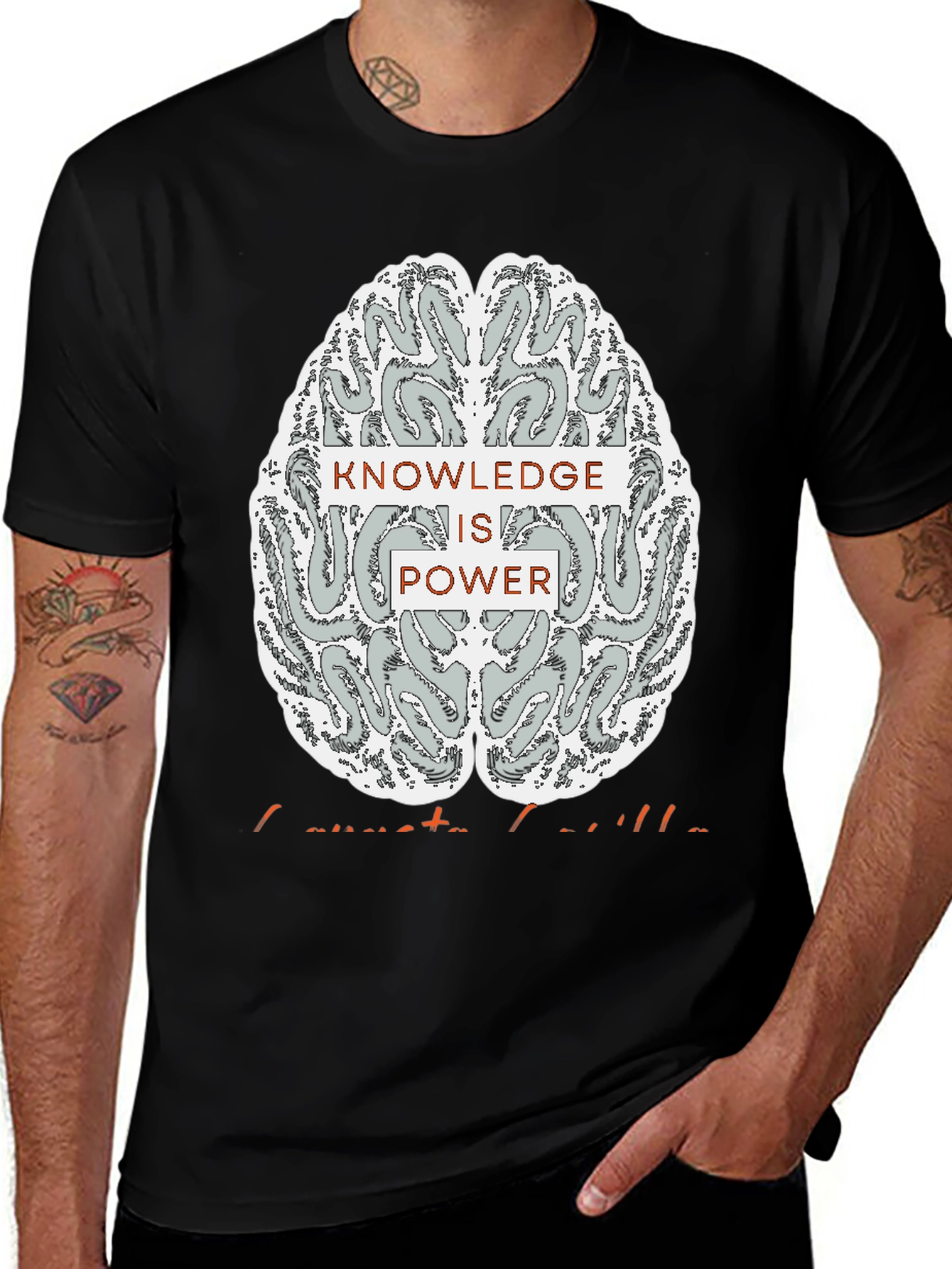 Knowledge is Power Brain Graphic Tee - Black