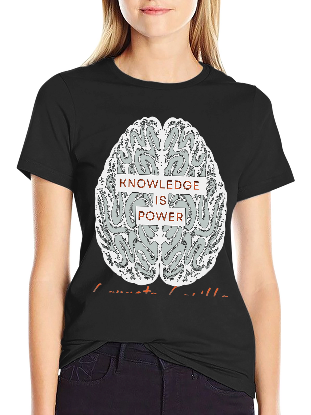 Knowledge is Power Brain Graphic Tee - Black