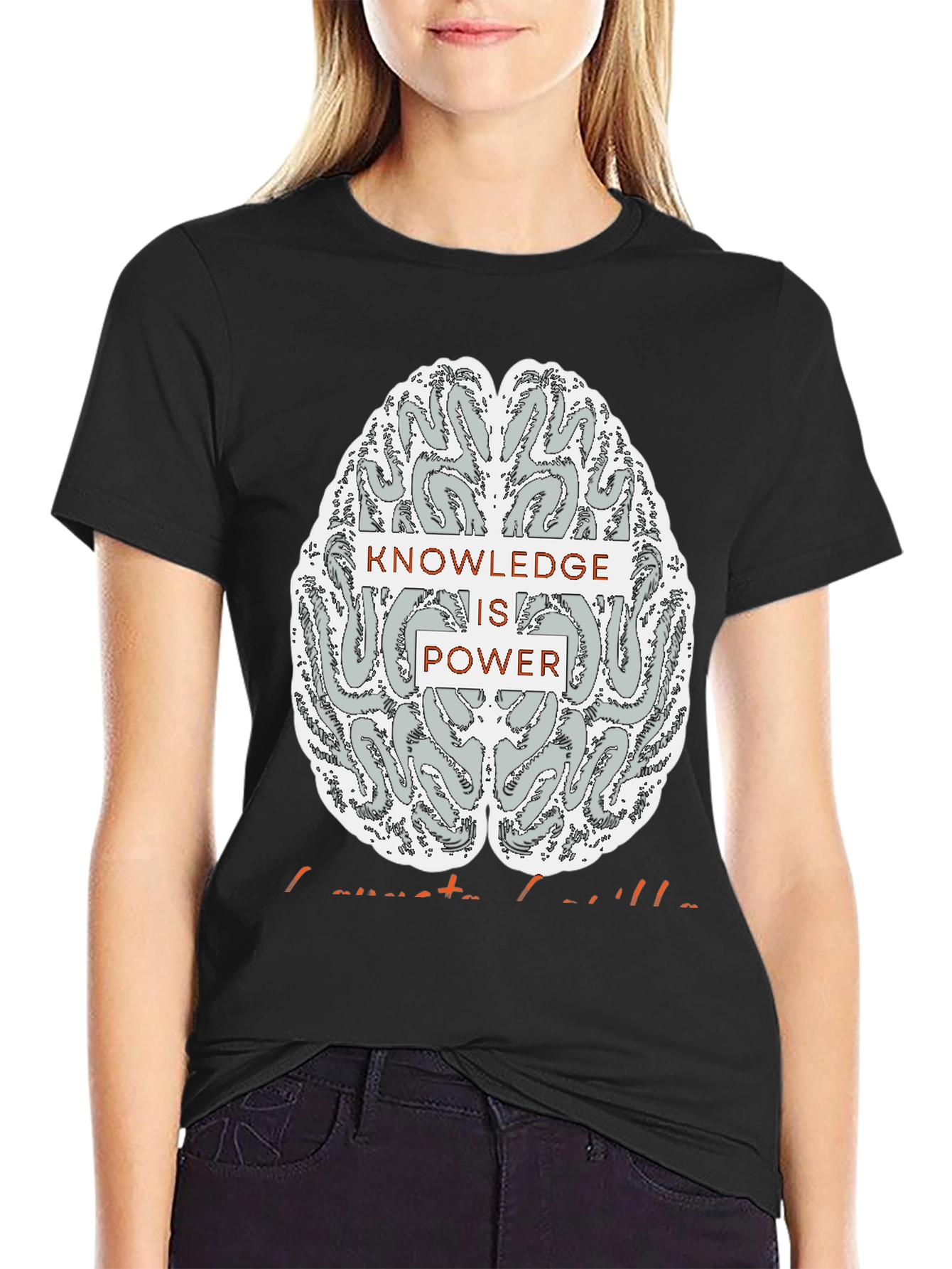 Knowledge is Power Brain Graphic Tee - Black