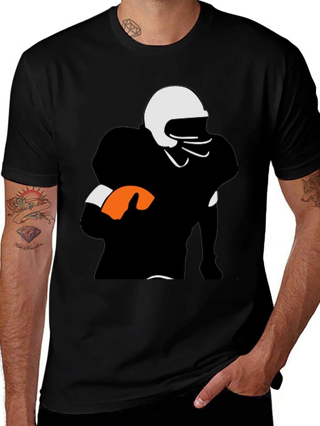 Football Player Graphic Tee - Black Casual Shirt