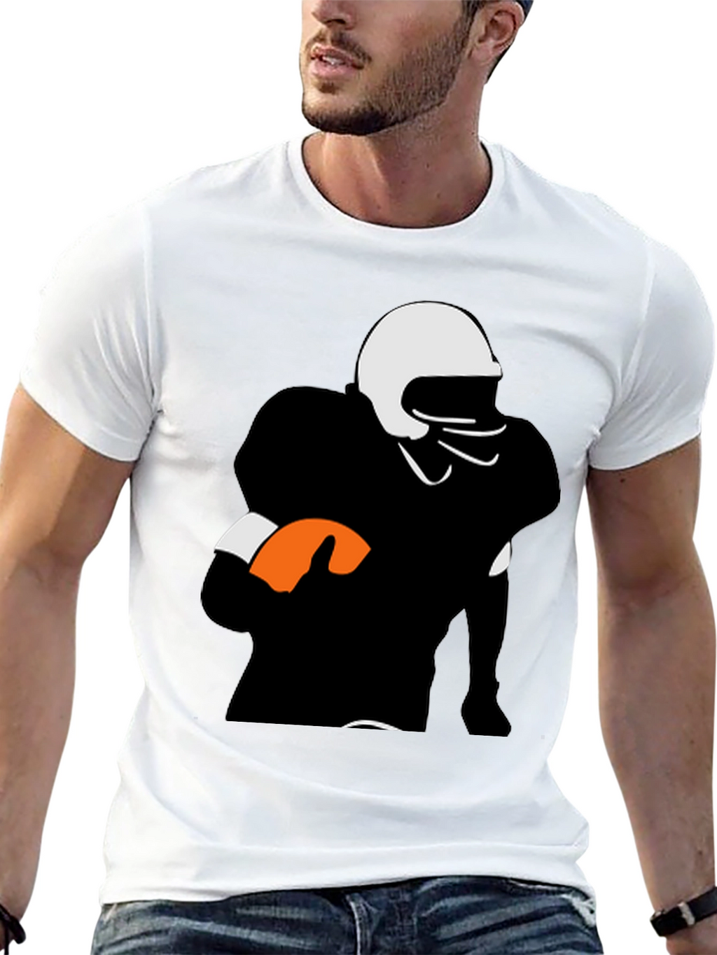 Football Player Graphic Tee - Black Casual Shirt