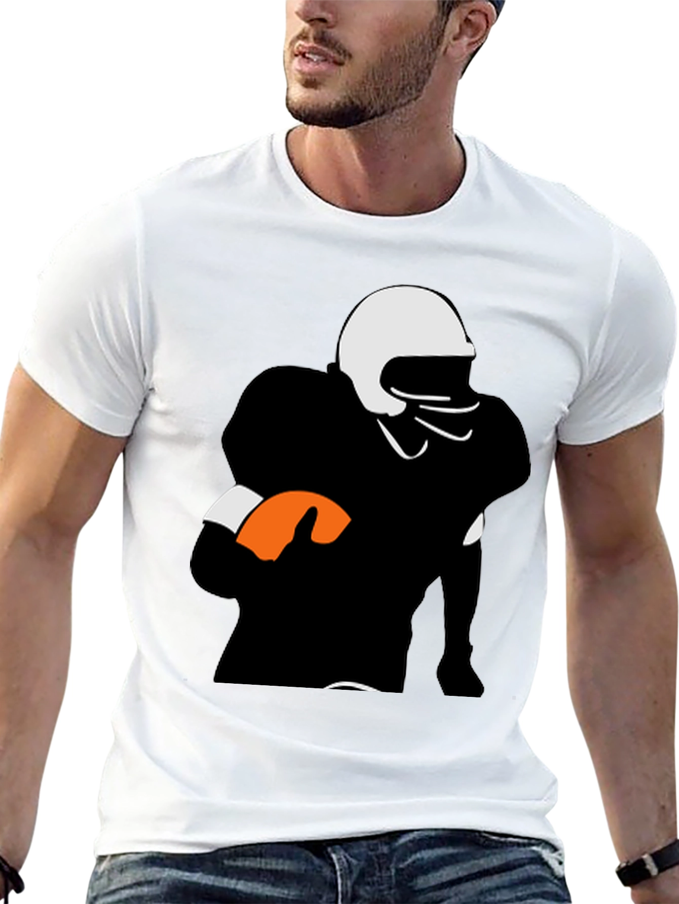 Football Player Graphic Tee - Black Casual Shirt