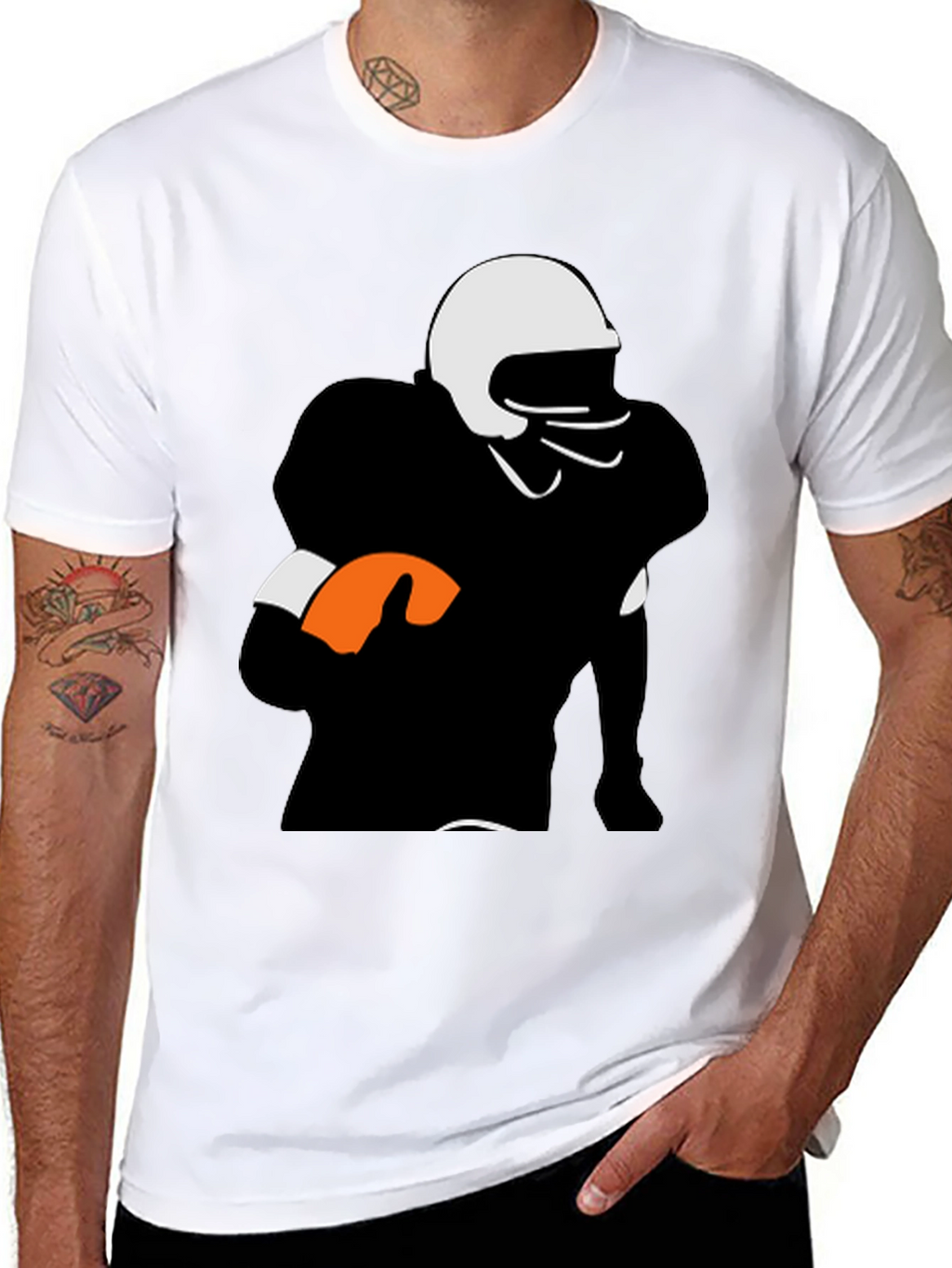 Football Player Graphic Tee - Black Casual Shirt