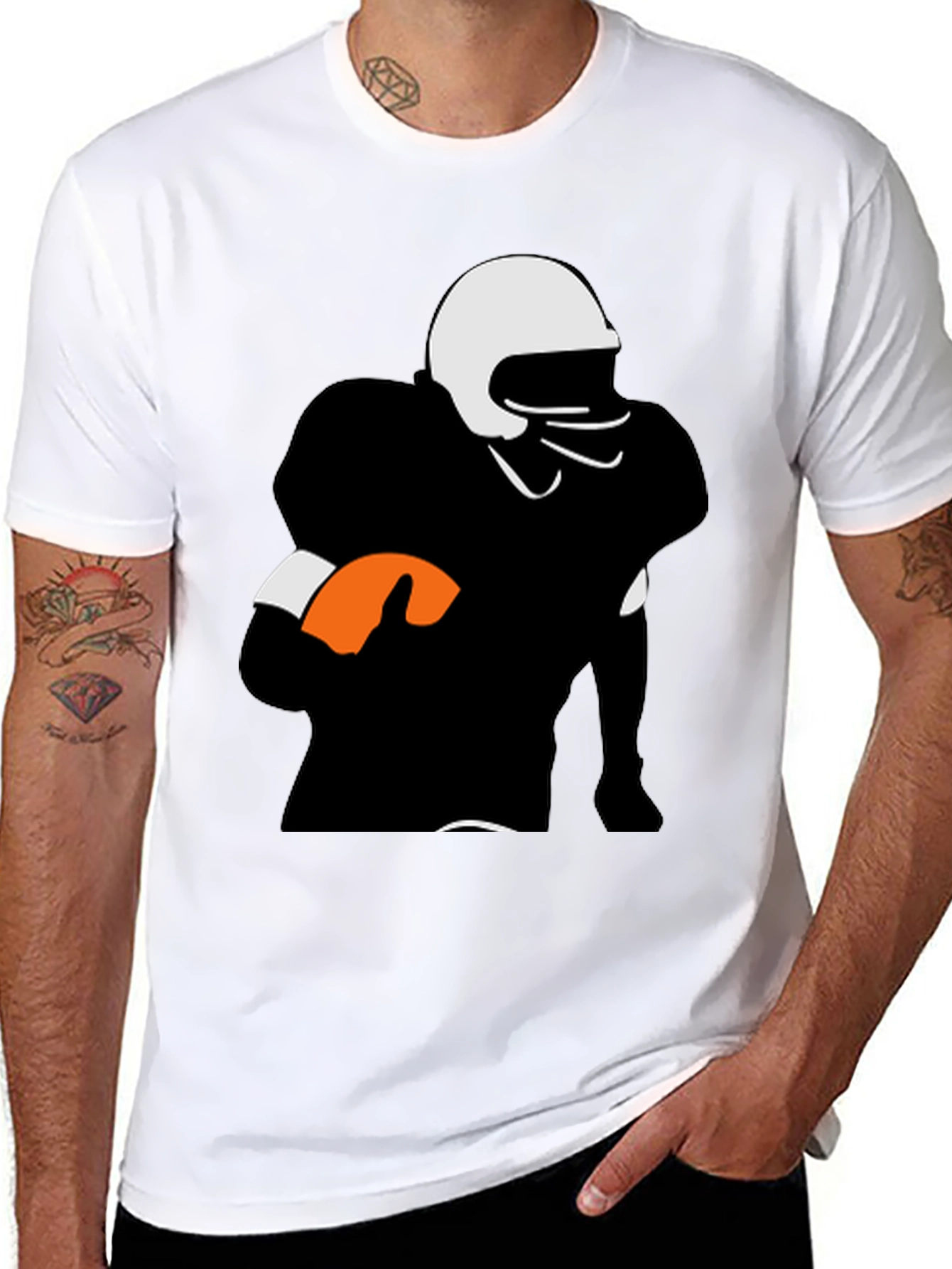 Football Player Graphic Tee - Black Casual Shirt