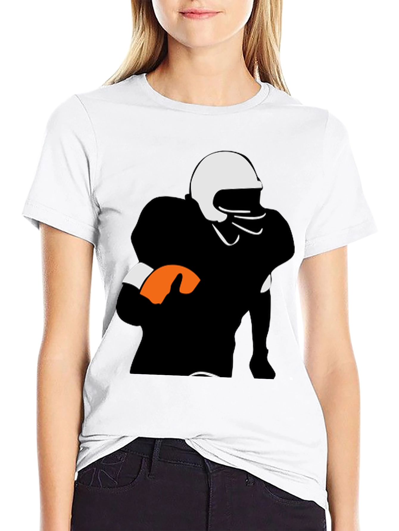 Football Player Graphic Tee - Black Casual Shirt