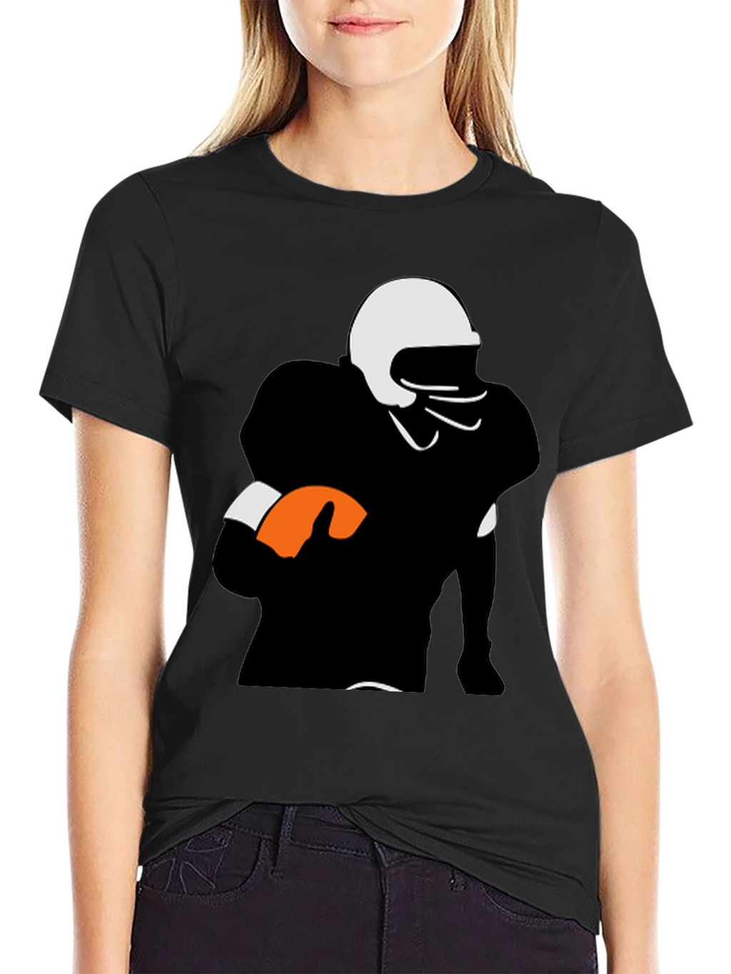 Football Player Graphic Tee - Black Casual Shirt