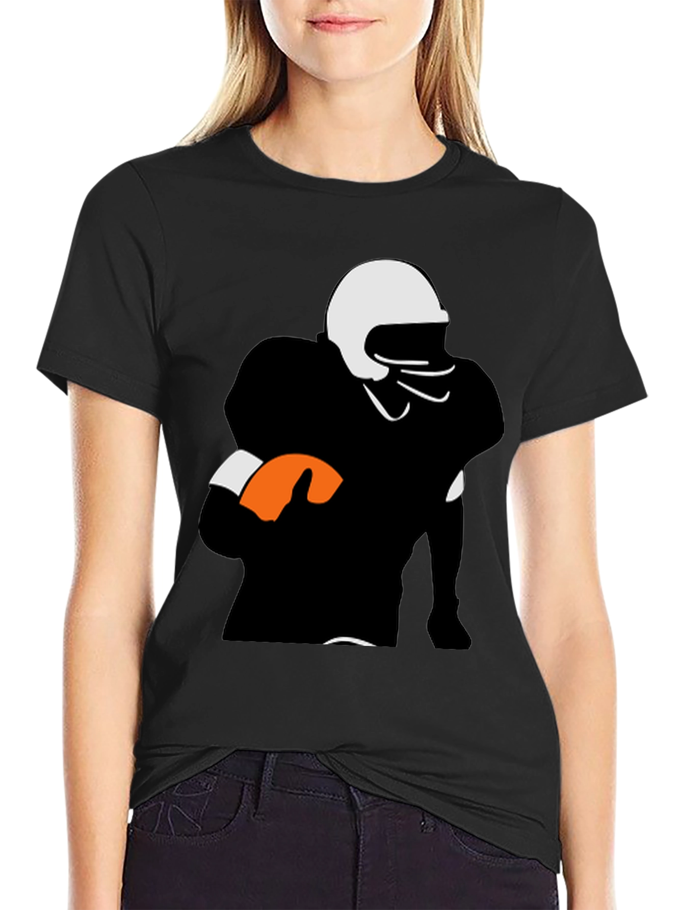 Football Player Graphic Tee - Black Casual Shirt