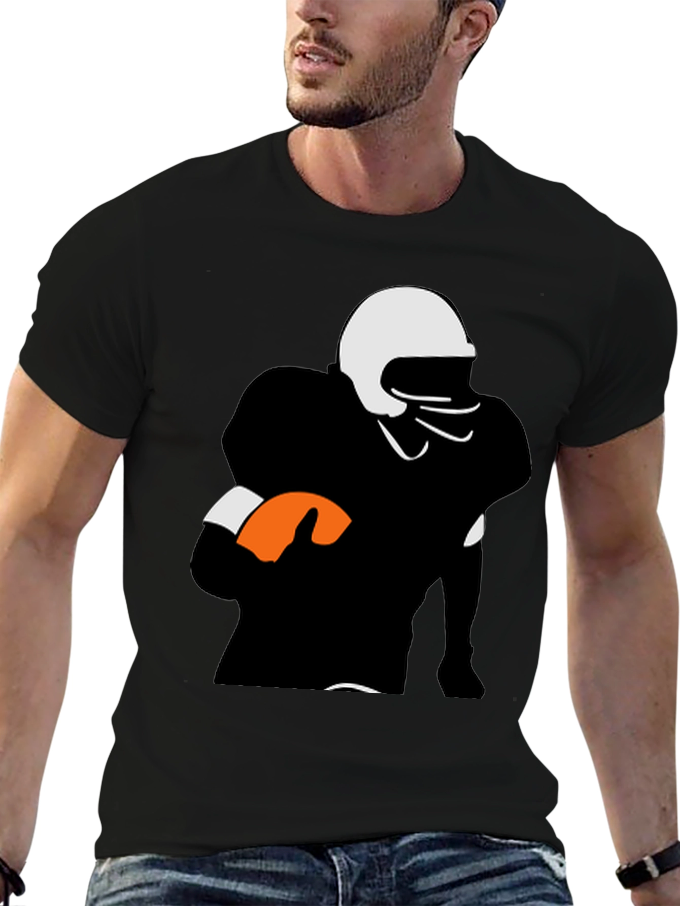 Football Player Graphic Tee - Black Casual Shirt