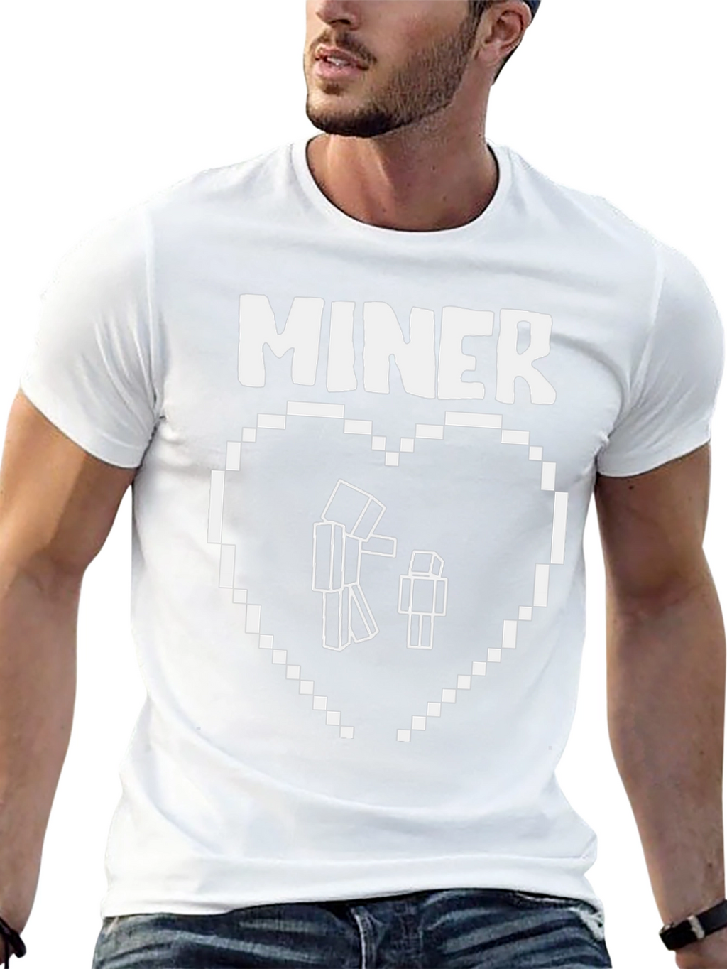 Minecraft Miner Heart Black T-Shirt