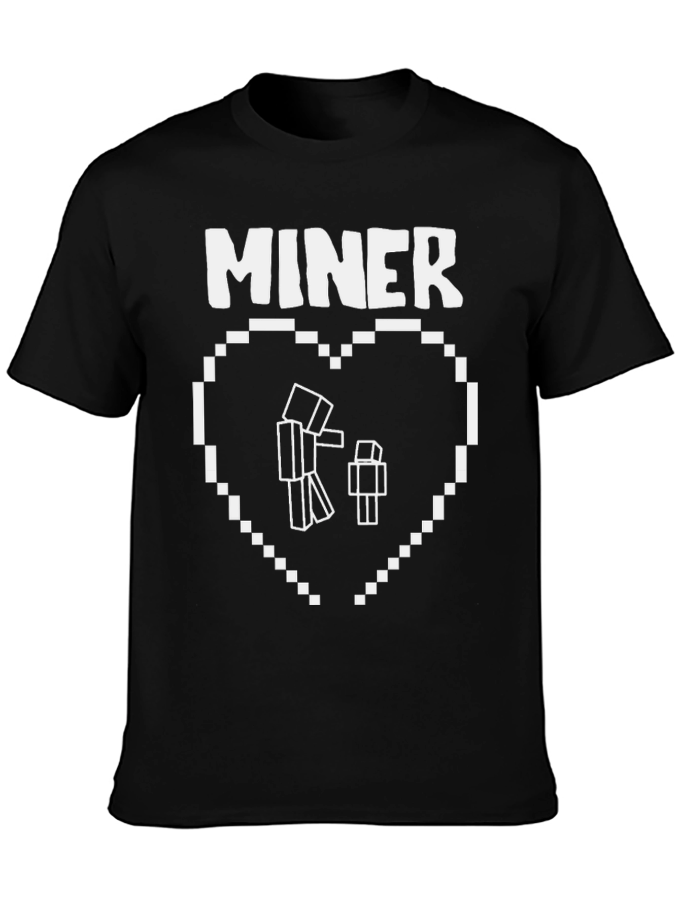 Minecraft Miner Heart Black T-Shirt