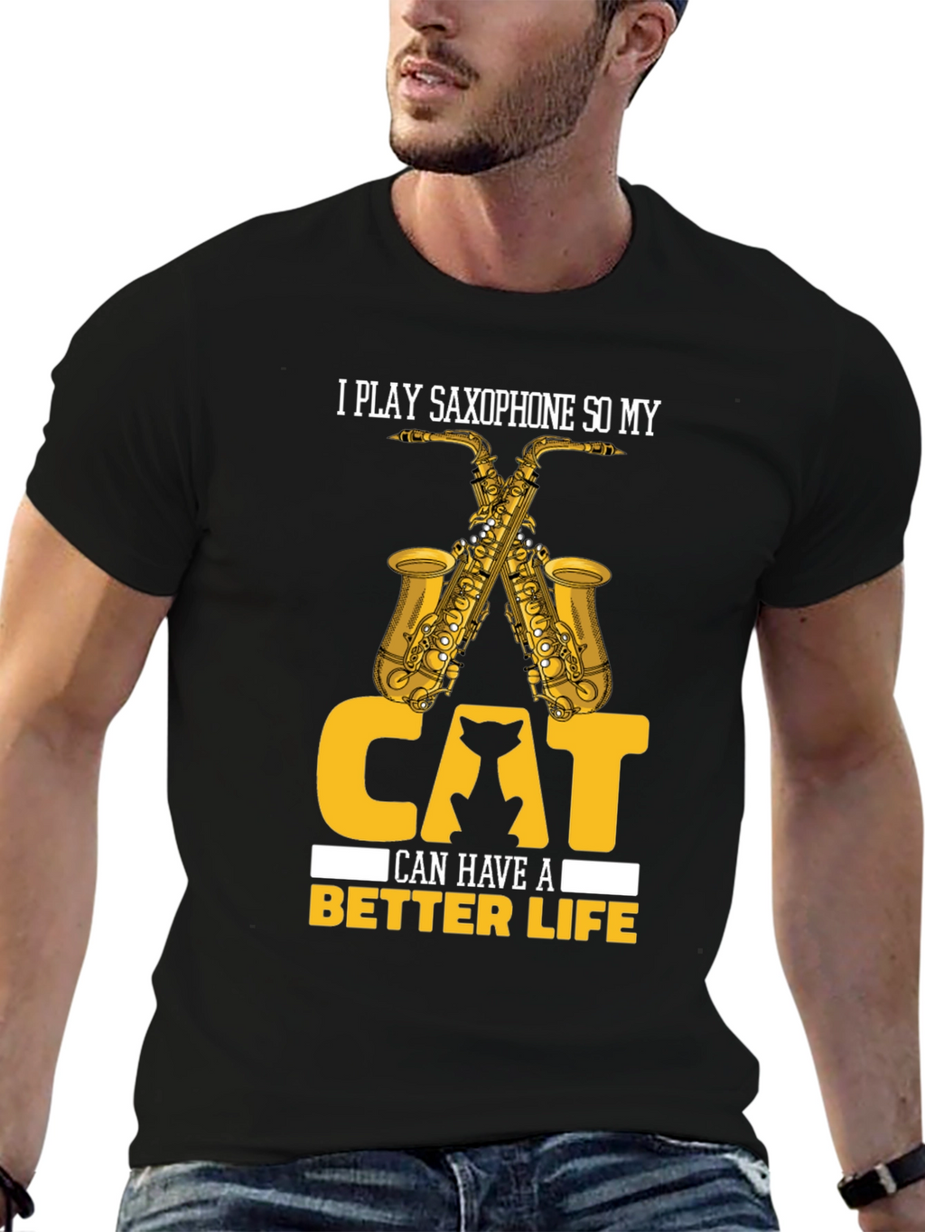 Saxophone Cat Lover T-Shirt - Musician Life