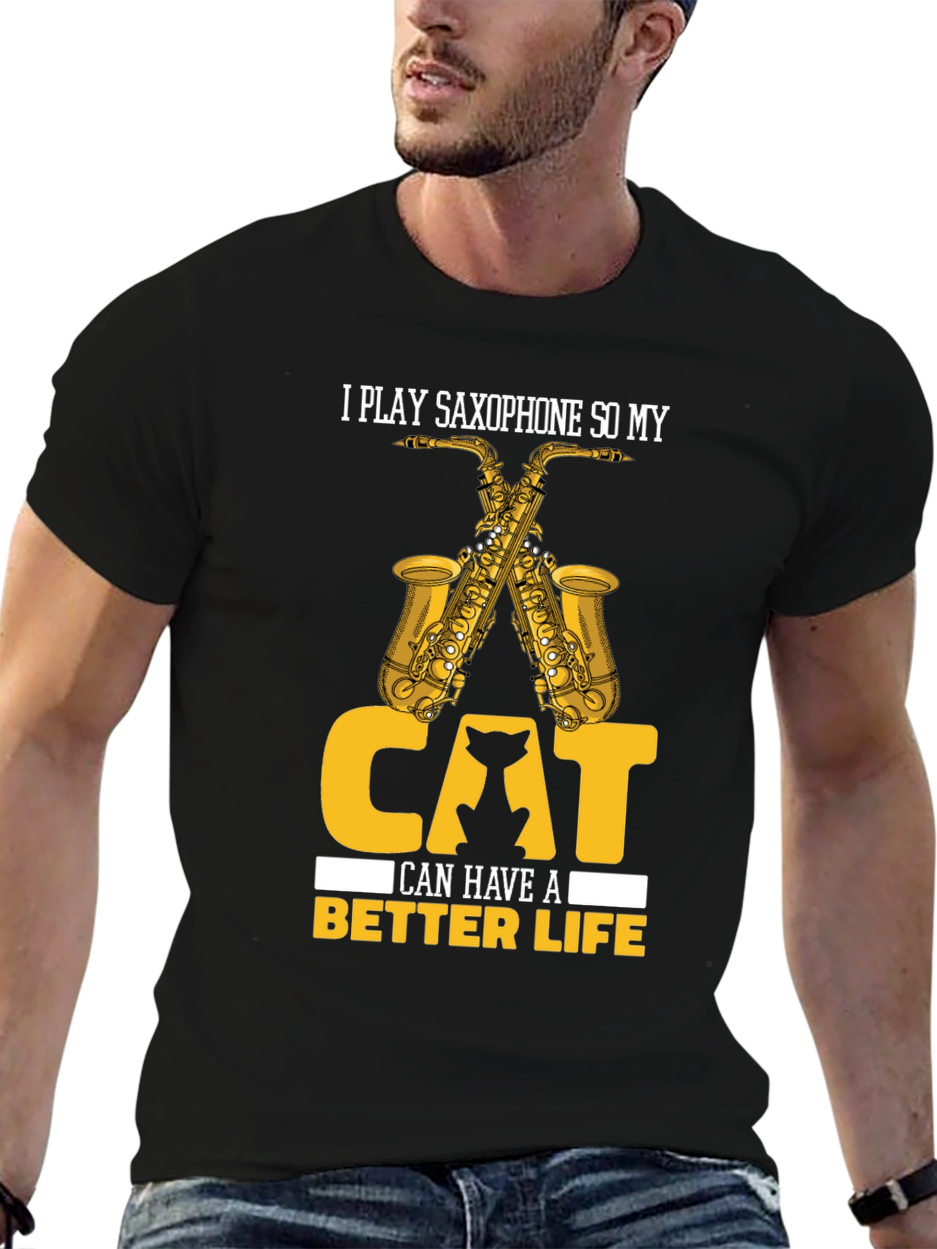 Saxophone Cat Lover T-Shirt - Musician Life