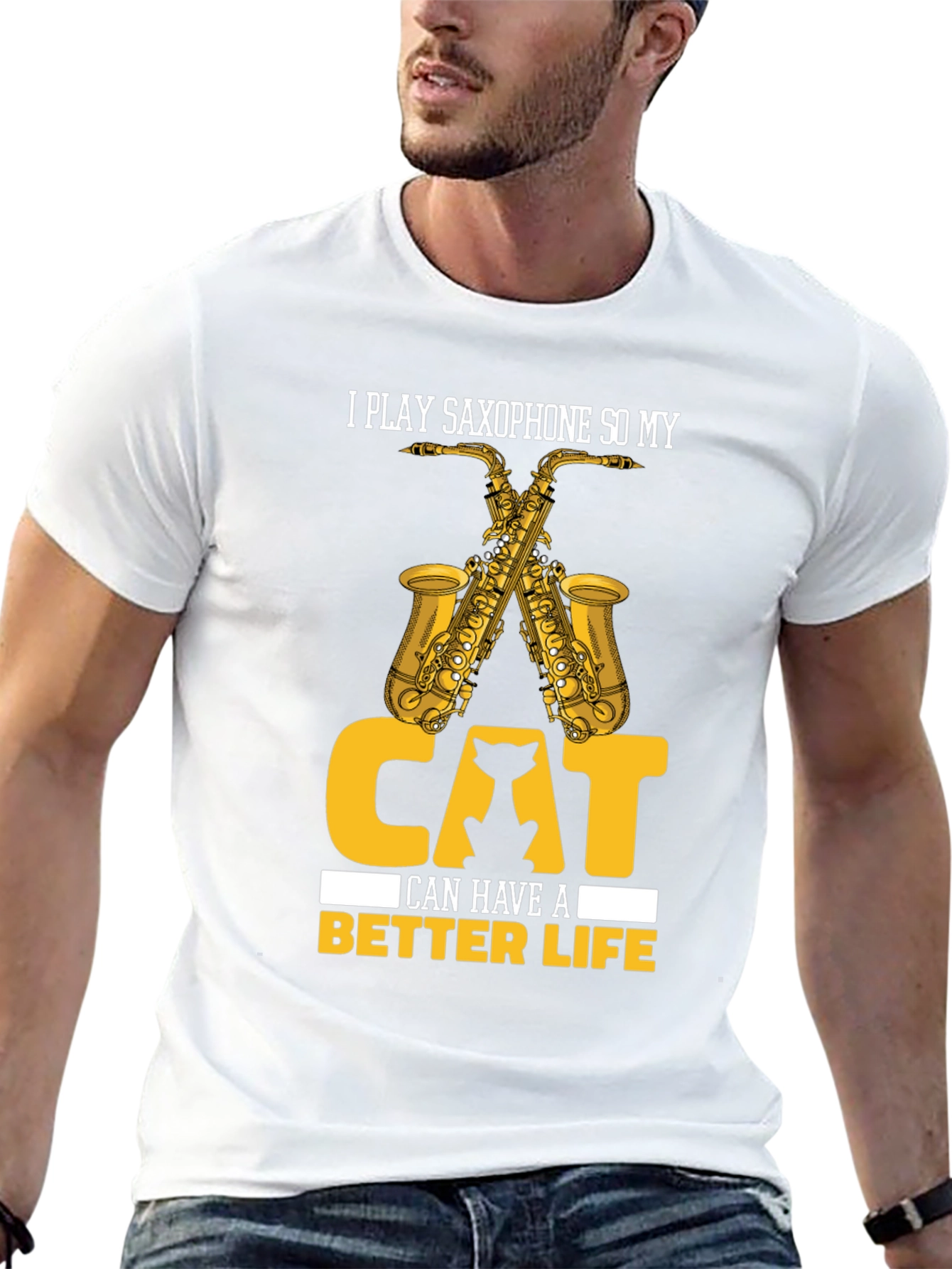 Saxophone Cat Lover T-Shirt - Musician Life
