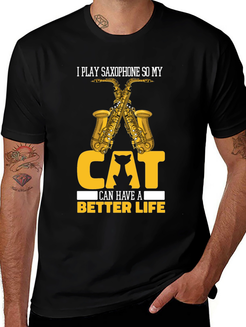 Saxophone Cat Lover T-Shirt - Musician Life