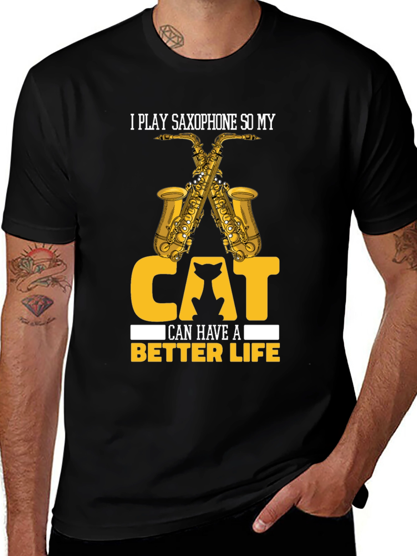 Saxophone Cat Lover T-Shirt - Musician Life