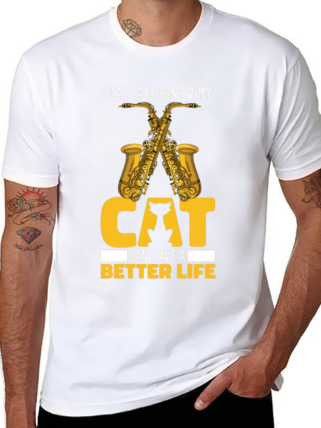Saxophone Cat Lover T-Shirt - Musician Life