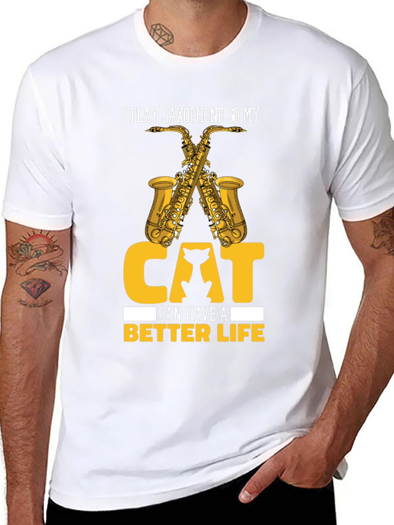Saxophone Cat Lover T-Shirt - Musician Life