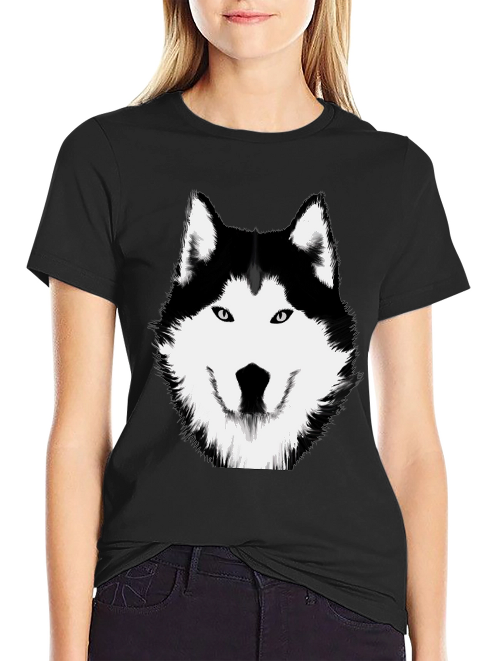 Husky Graphic Tee - Black Cotton Shirt