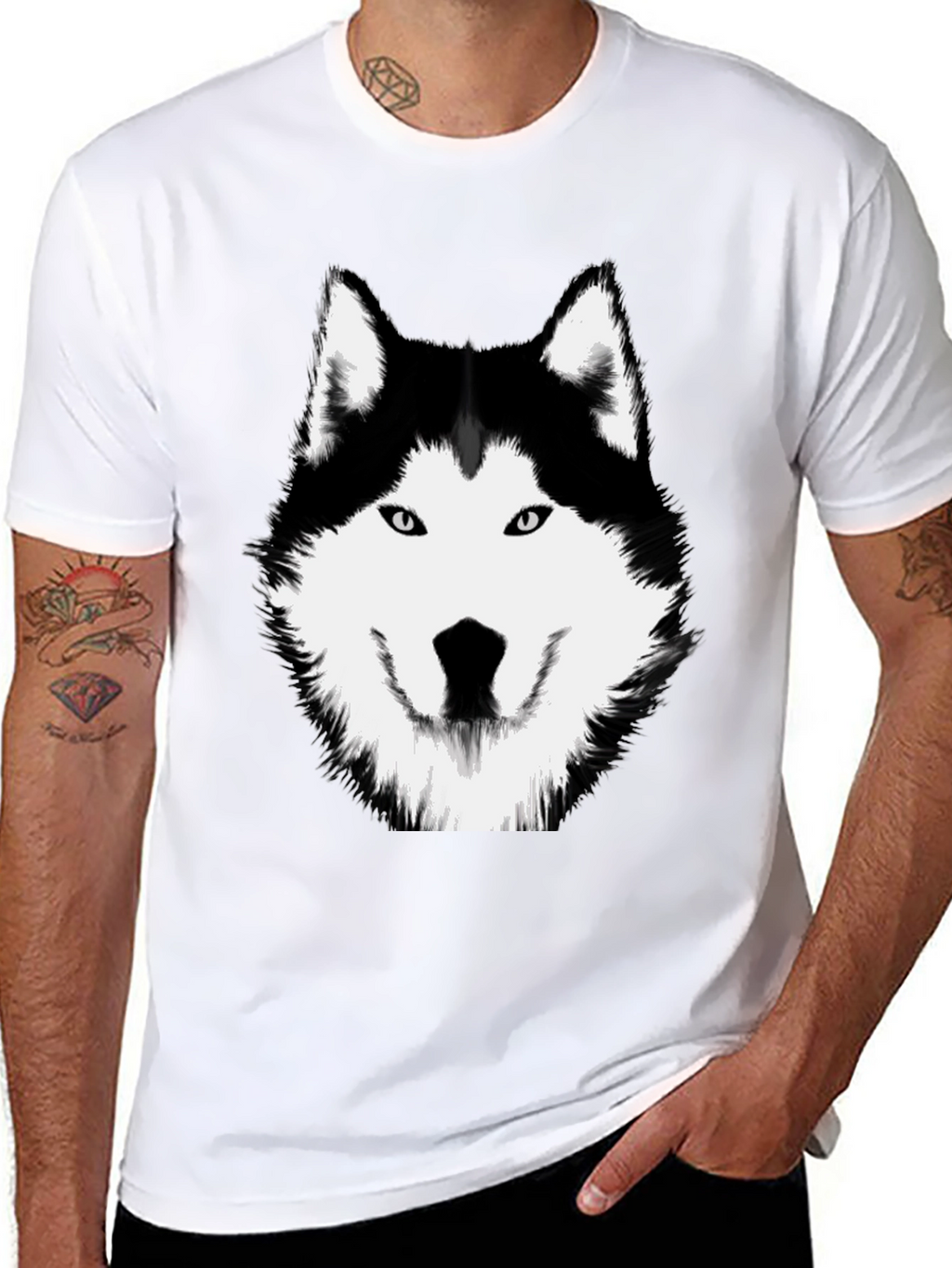 Husky Graphic Tee - Black Cotton Shirt