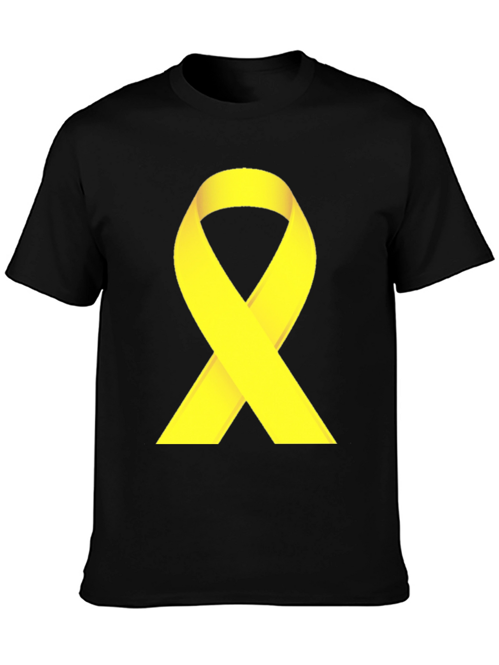 Black T-Shirt with Yellow Ribbon Graphic