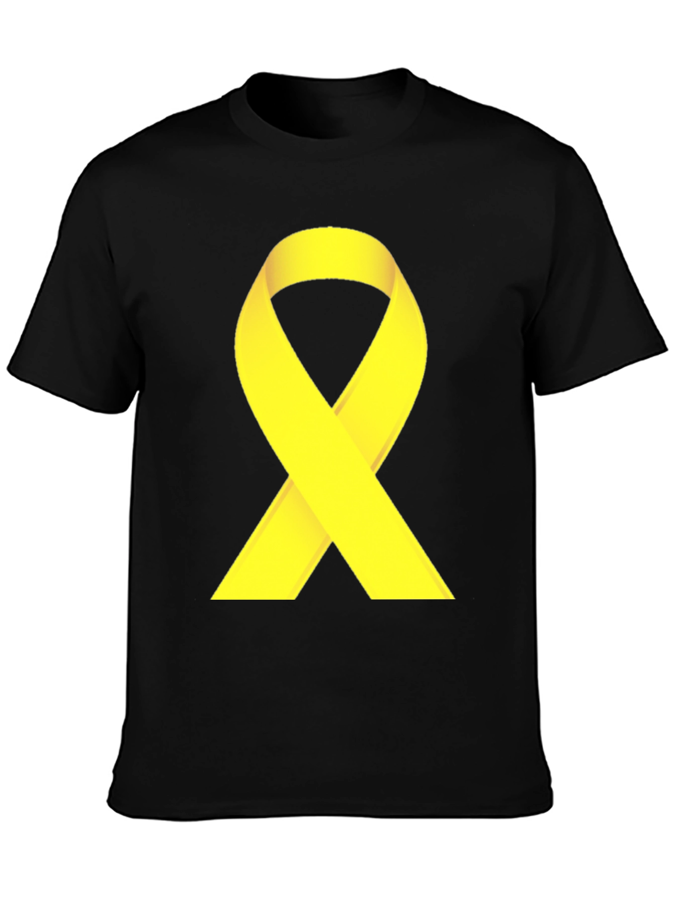 Black T-Shirt with Yellow Ribbon Graphic