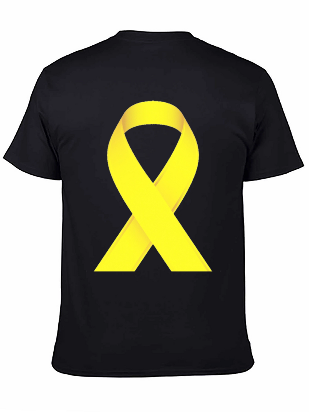 Black T-Shirt with Yellow Ribbon Graphic