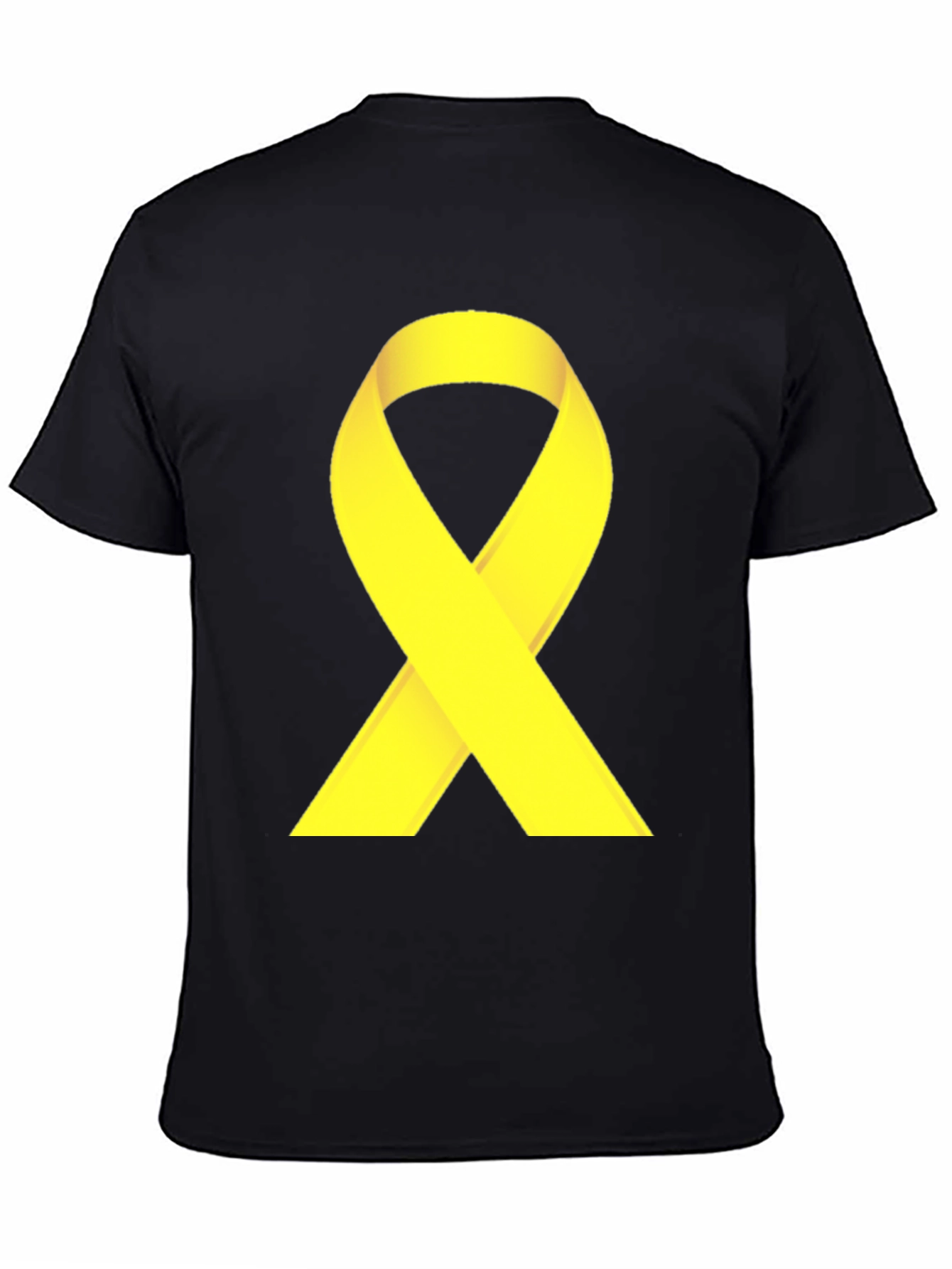 Black T-Shirt with Yellow Ribbon Graphic