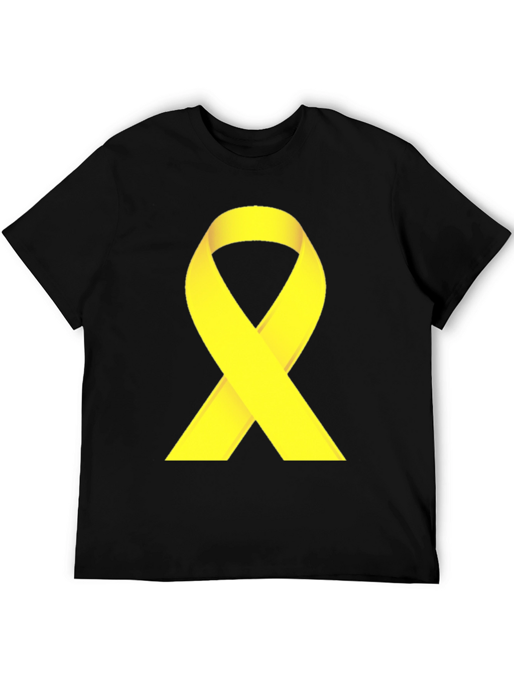 Black T-Shirt with Yellow Ribbon Graphic