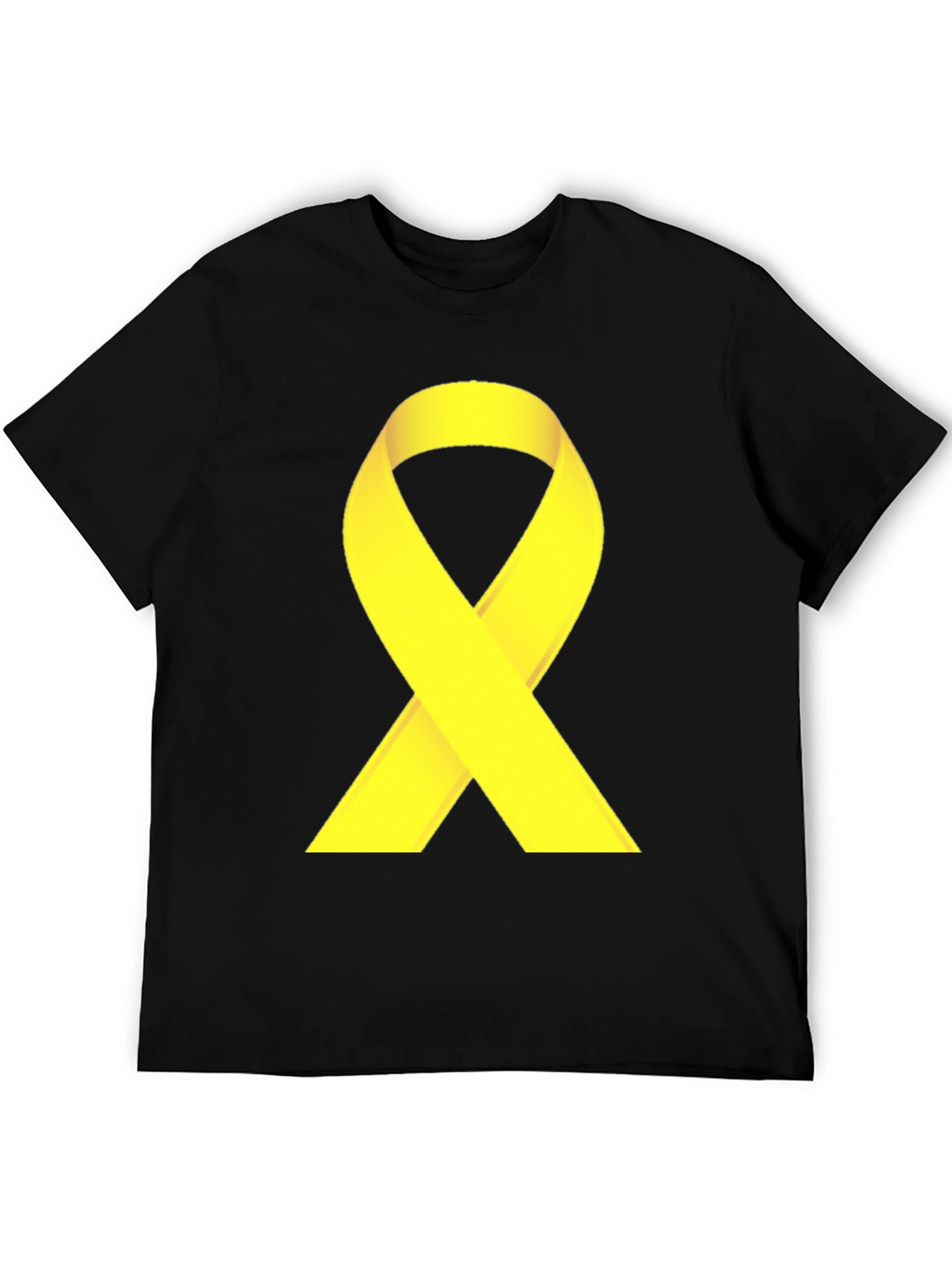 Black T-Shirt with Yellow Ribbon Graphic