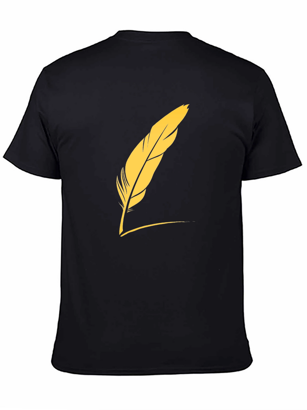 Mens Black T-Shirt with Feather Graphic