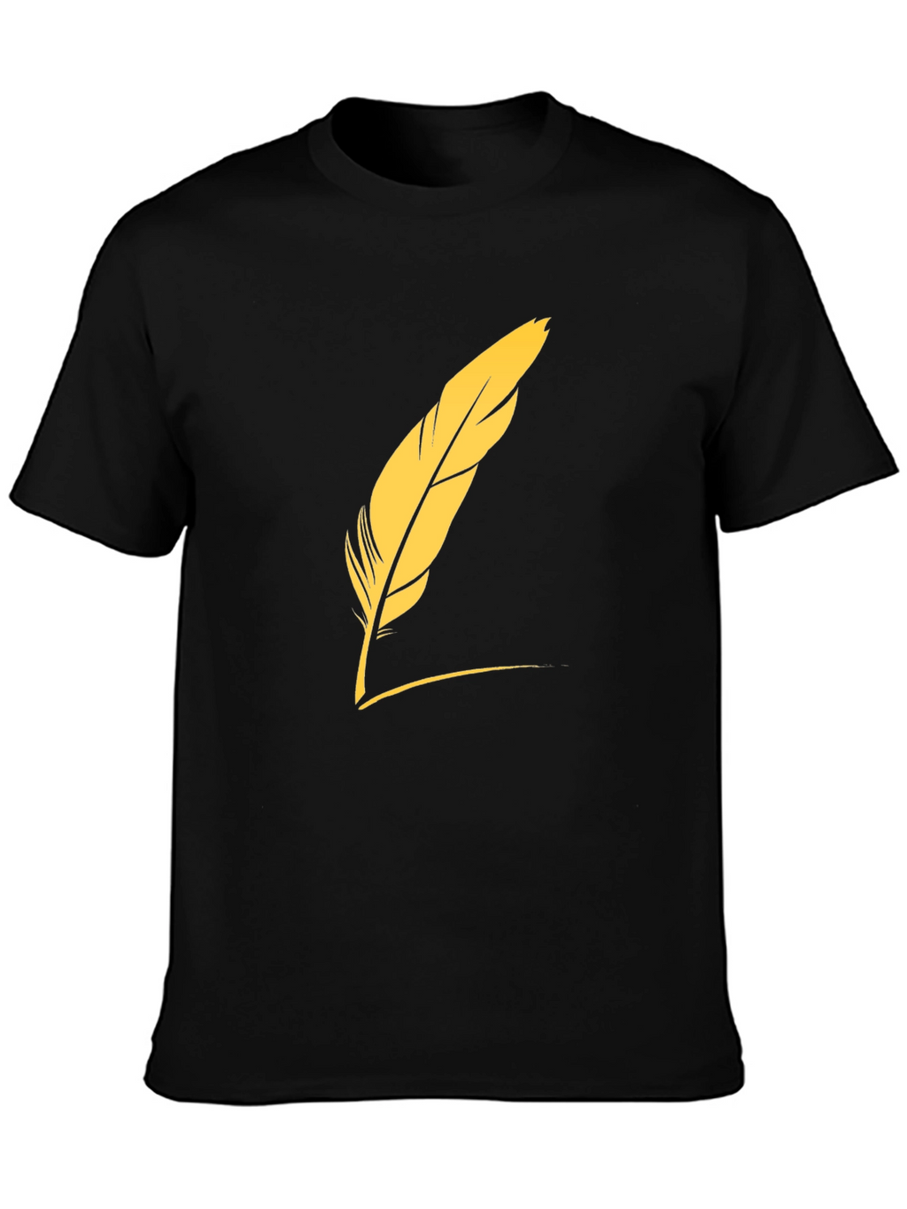 Mens Black T-Shirt with Feather Graphic