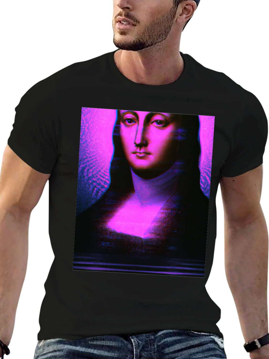 Mona Lisa Glitch Art T-Shirt - Unique Graphic Tee
