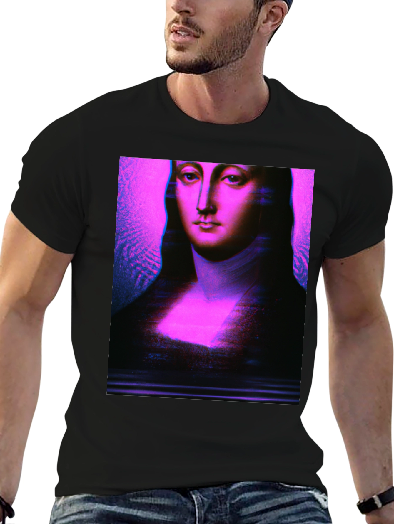 Mona Lisa Glitch Art T-Shirt - Unique Graphic Tee