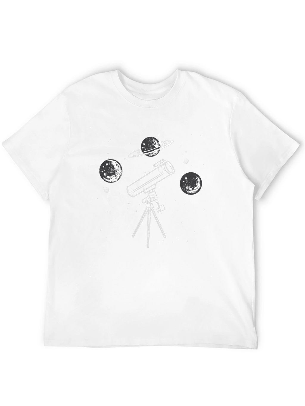 Astronomy Telescope Graphic Tee - Black Cotton