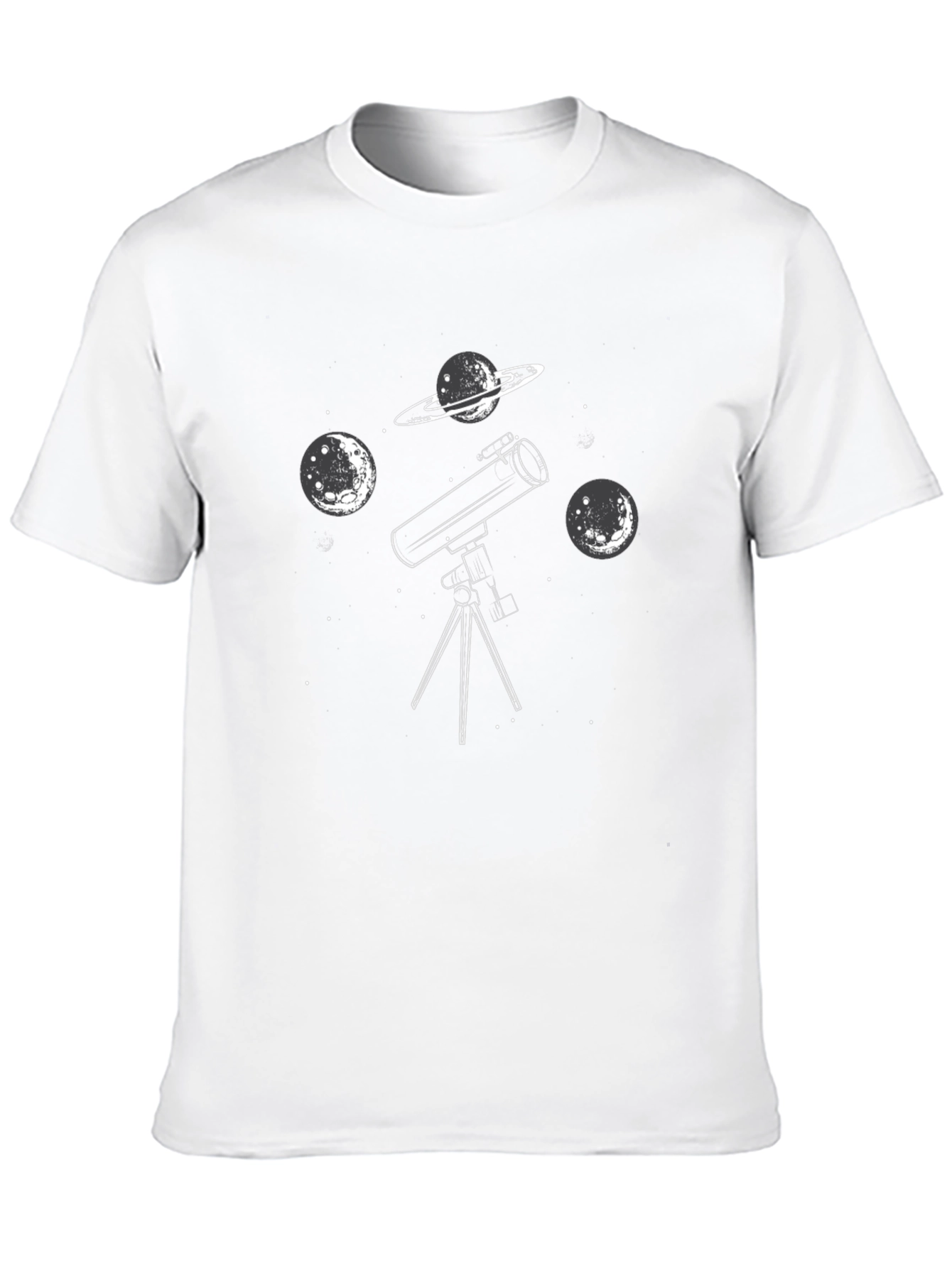 Astronomy Telescope Graphic Tee - Black Cotton