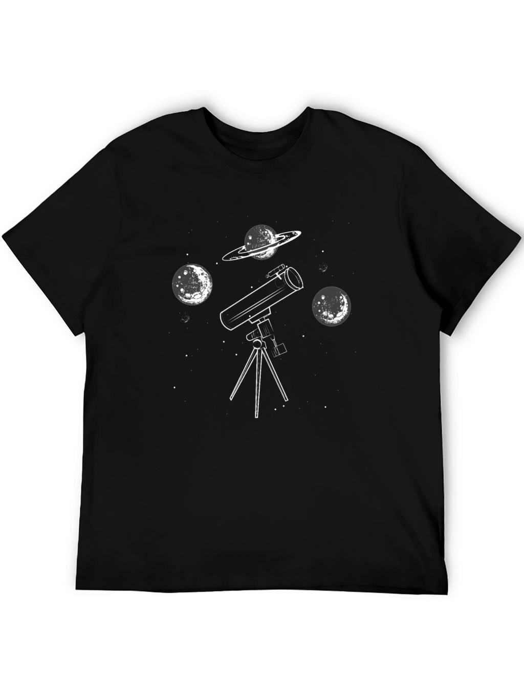 Astronomy Telescope Graphic Tee - Black Cotton