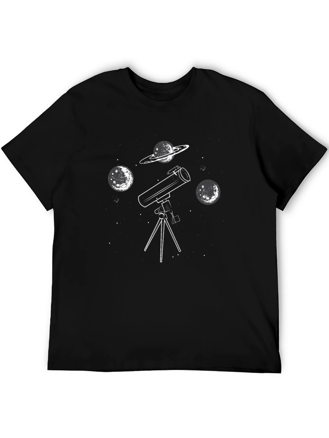 Astronomy Telescope Graphic Tee - Black Cotton