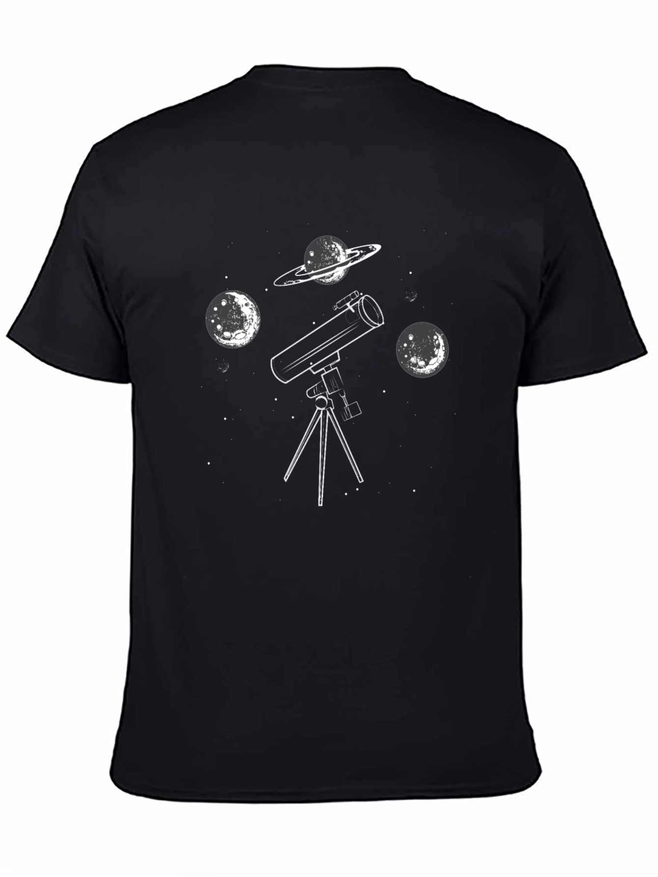 Astronomy Telescope Graphic Tee - Black Cotton