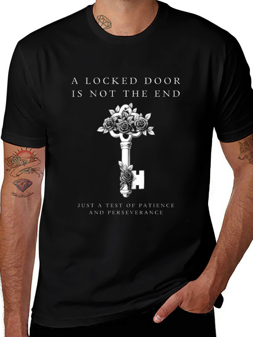 Locked Door Key Graphic Black Tee