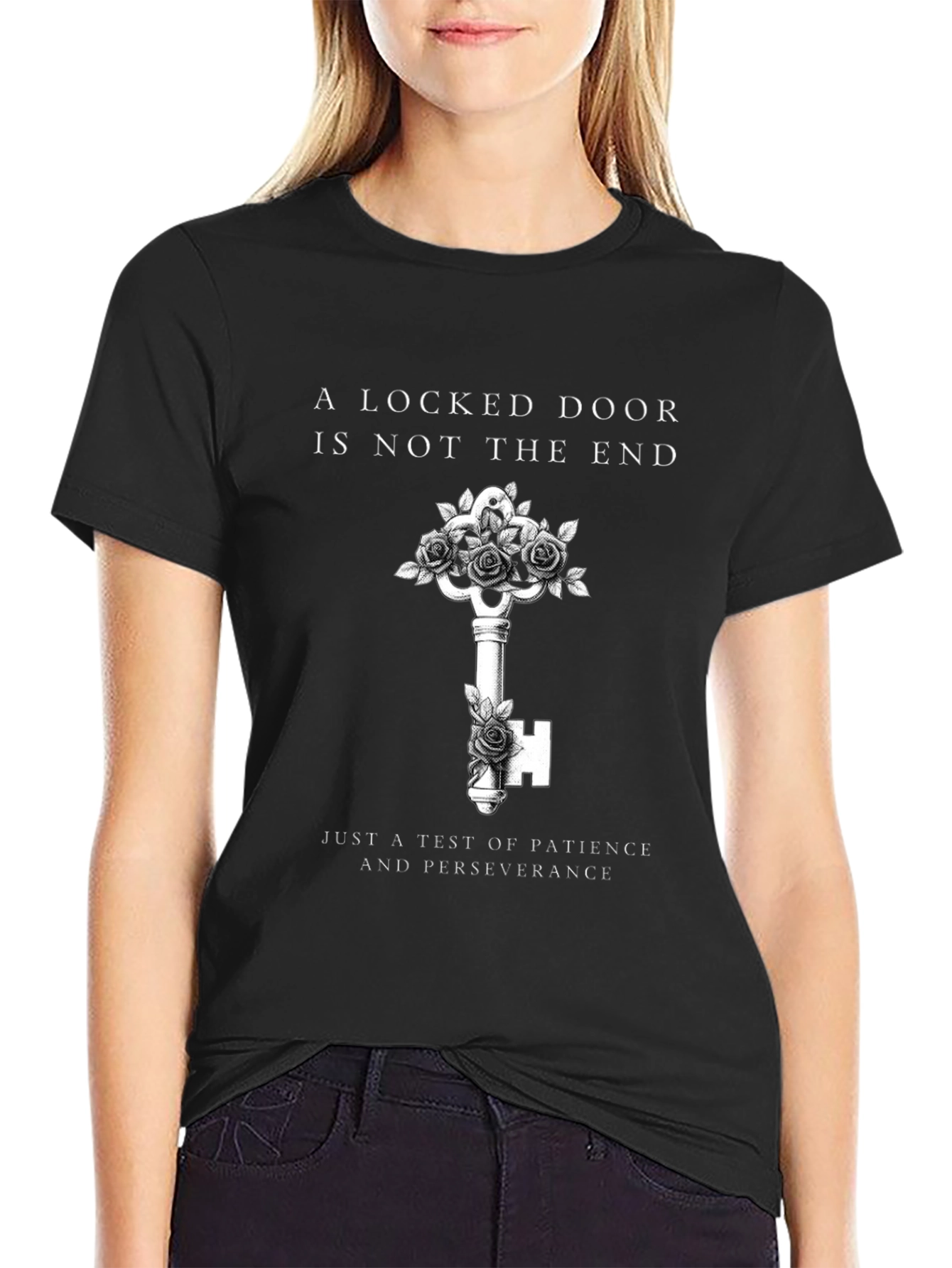 Locked Door Key Graphic Black Tee