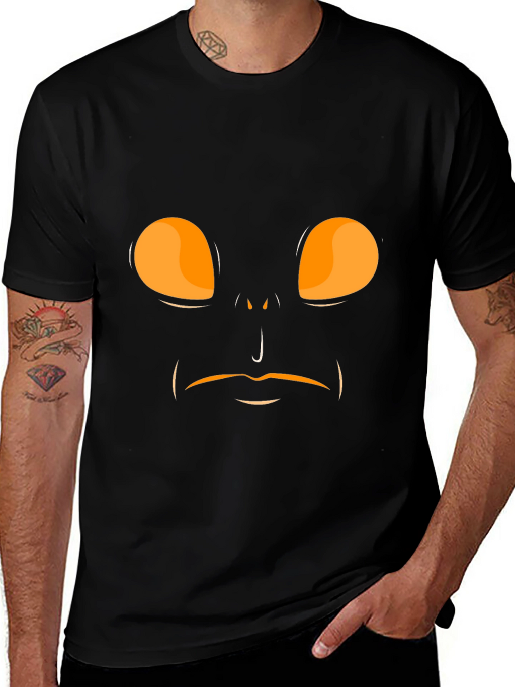 Spooky Face Black T-Shirt