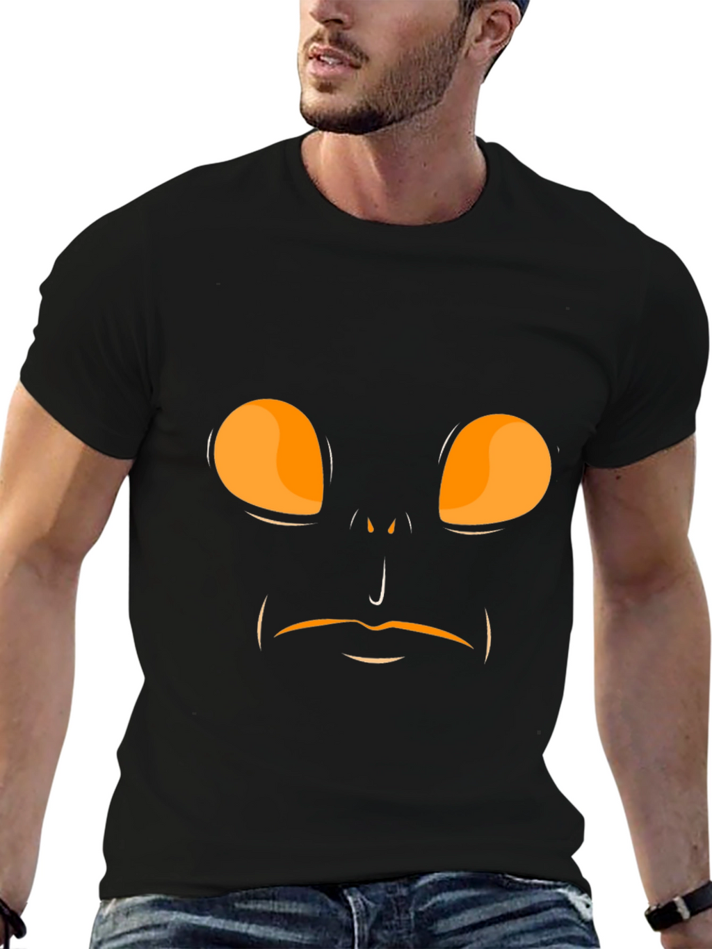 Spooky Face Black T-Shirt