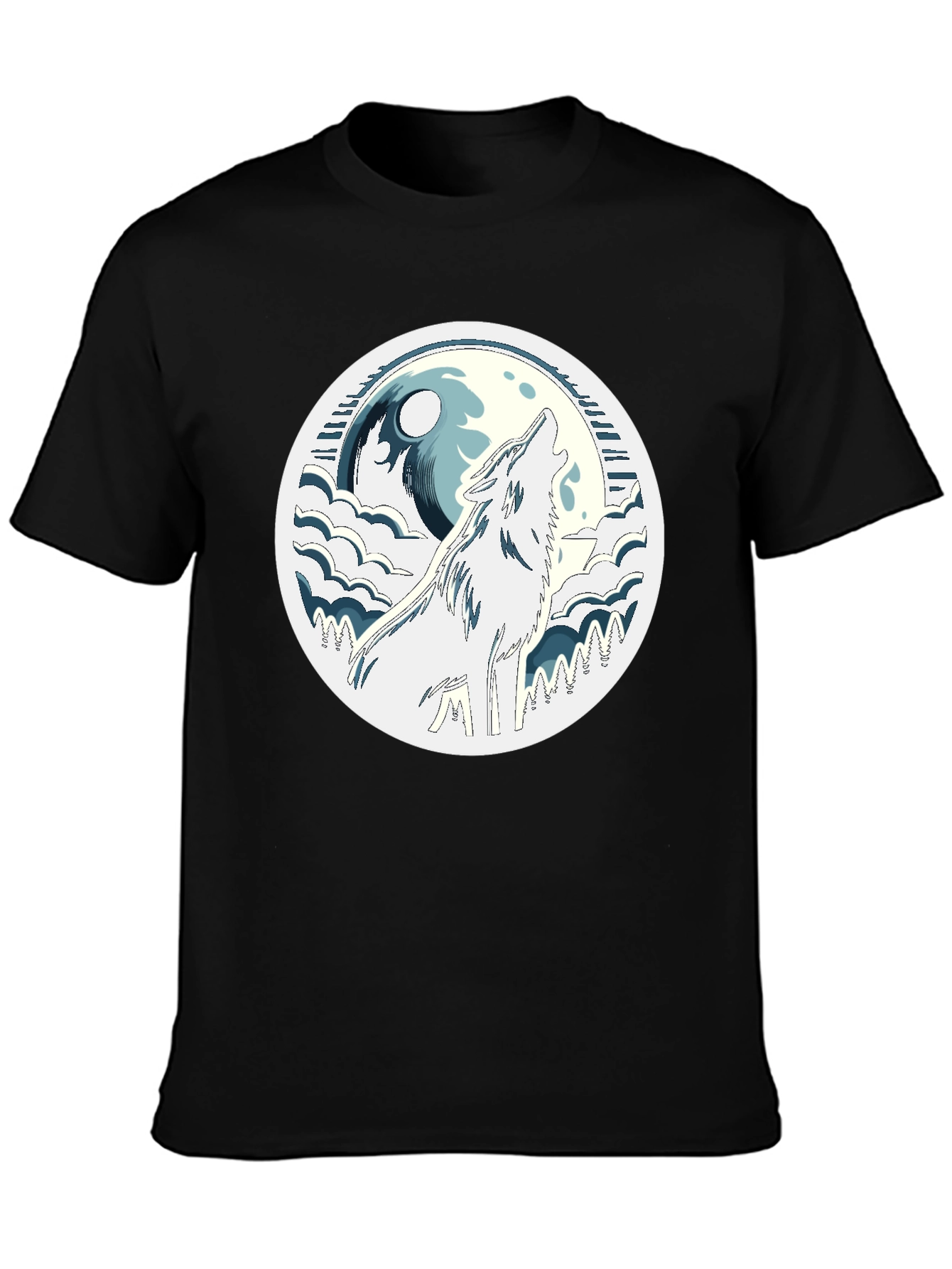 Wolf Howling at Moon Graphic Tee