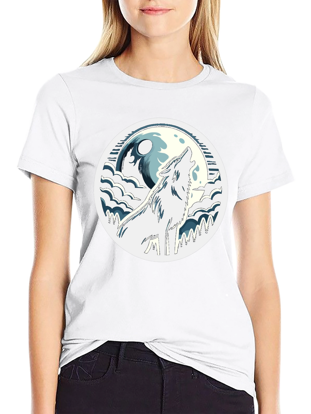 Wolf Howling at Moon Graphic Tee