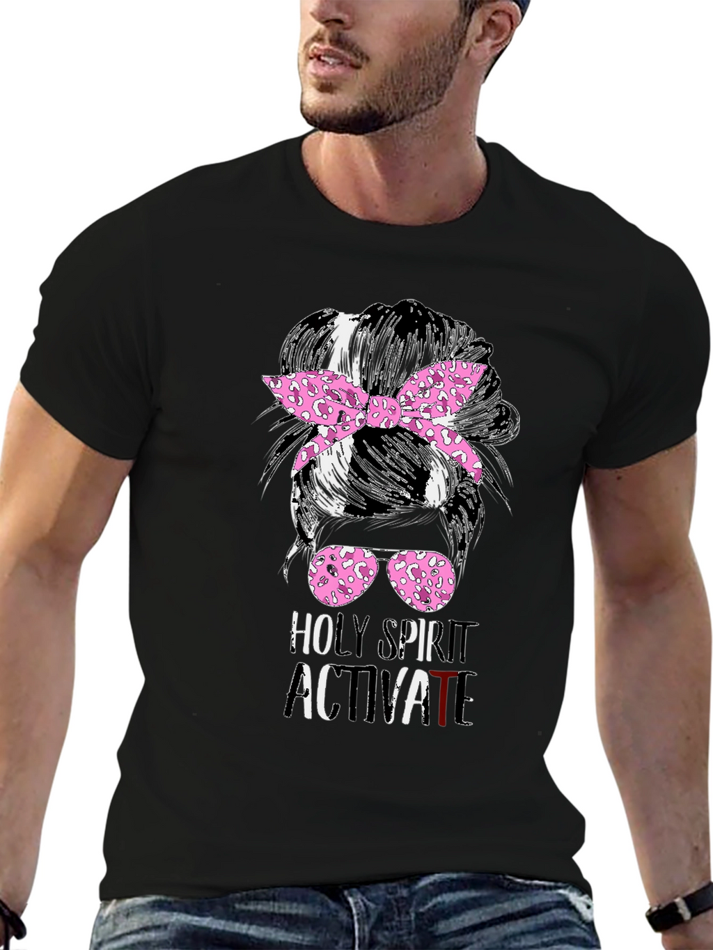 Holy Spirit Activate Messy Bun T-Shirt