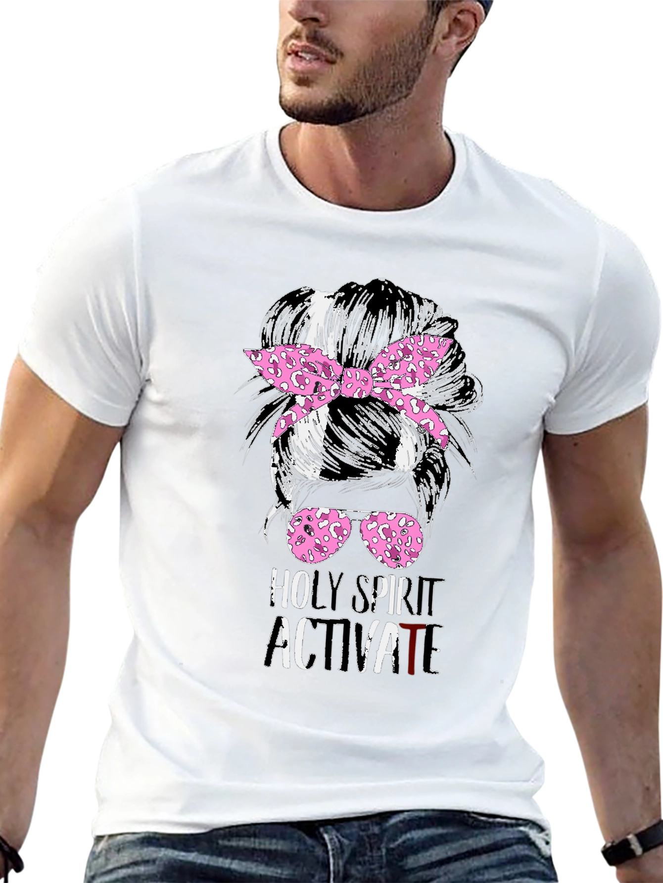Holy Spirit Activate Messy Bun T-Shirt