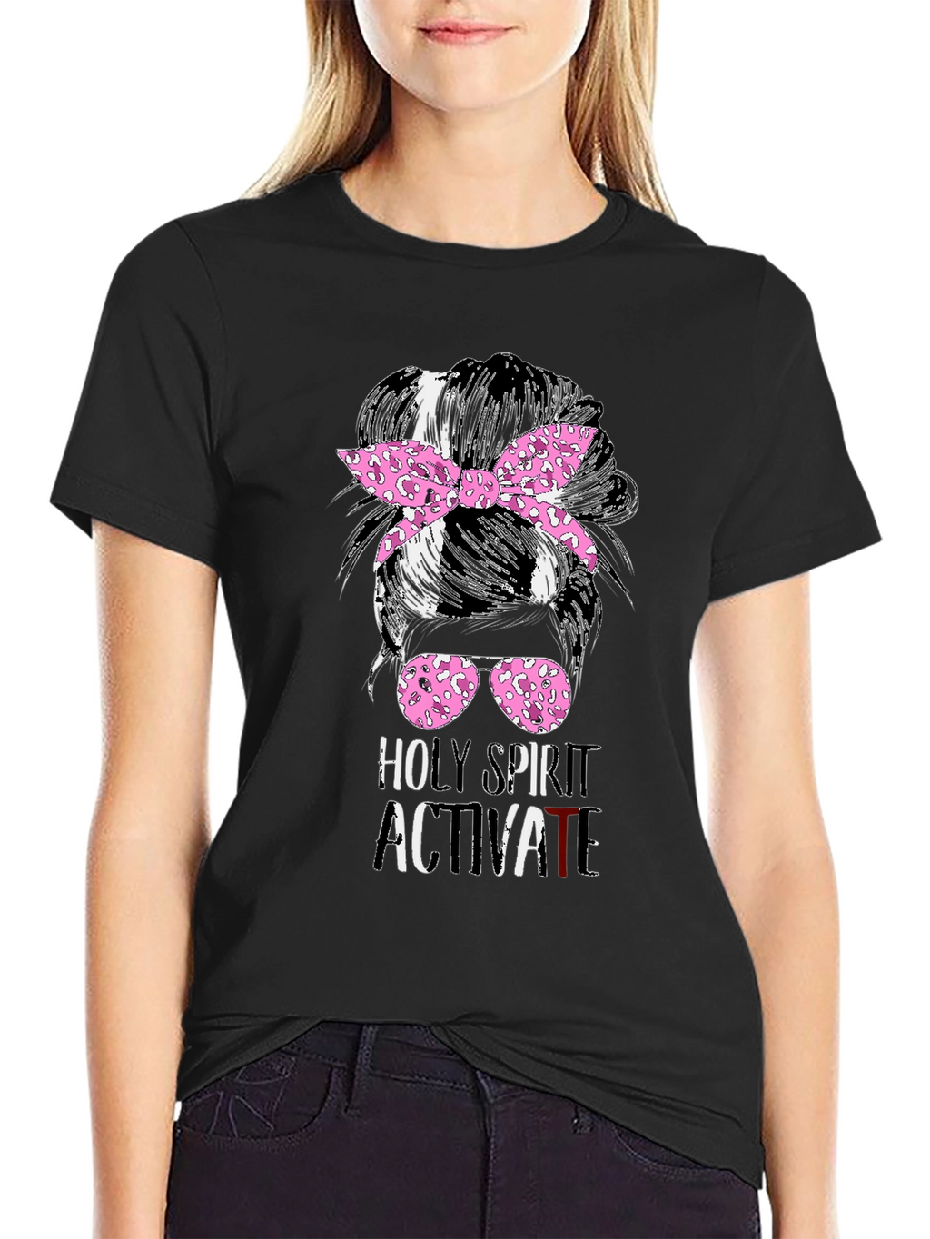 Holy Spirit Activate Messy Bun T-Shirt