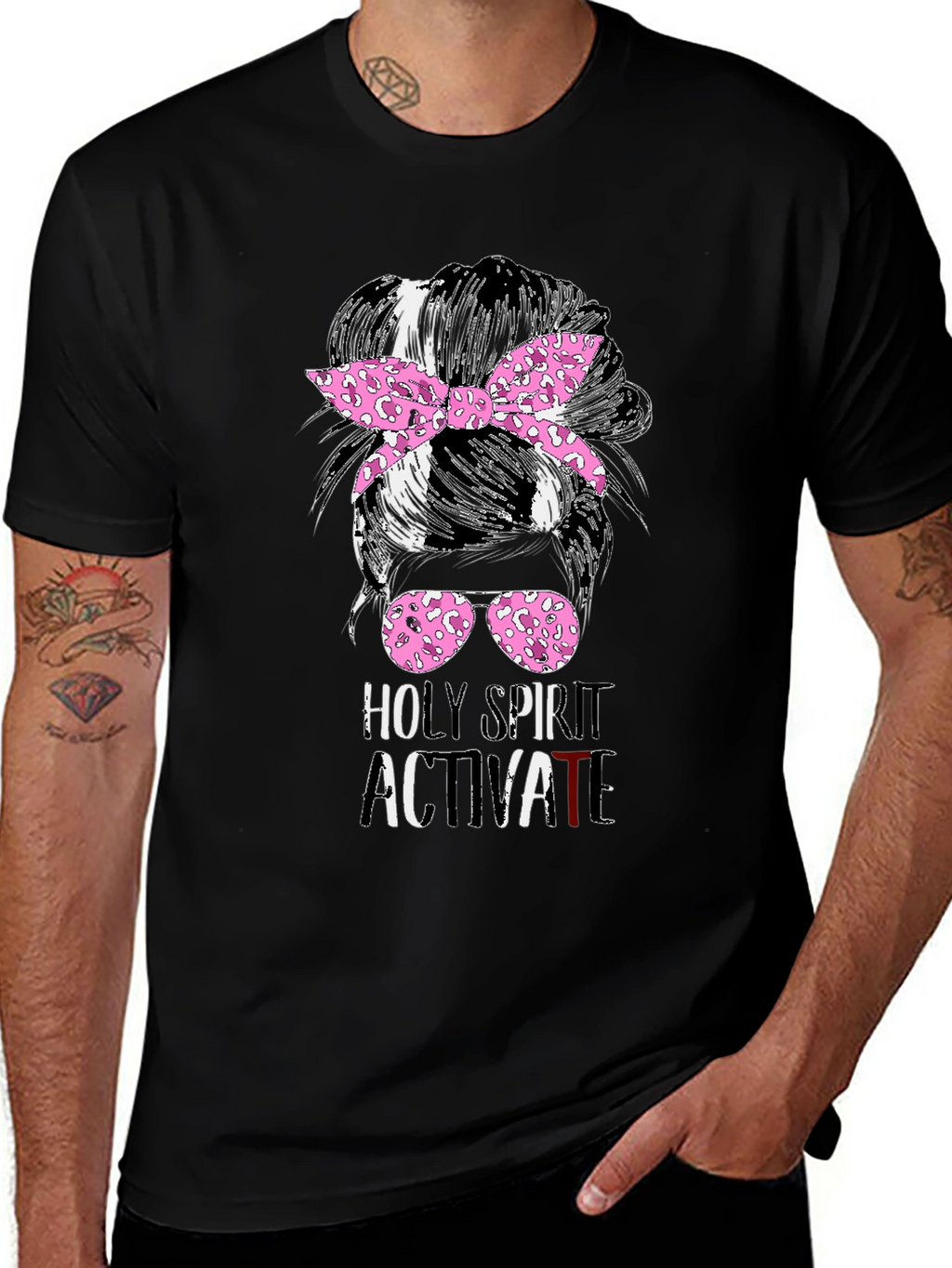 Holy Spirit Activate Messy Bun T-Shirt