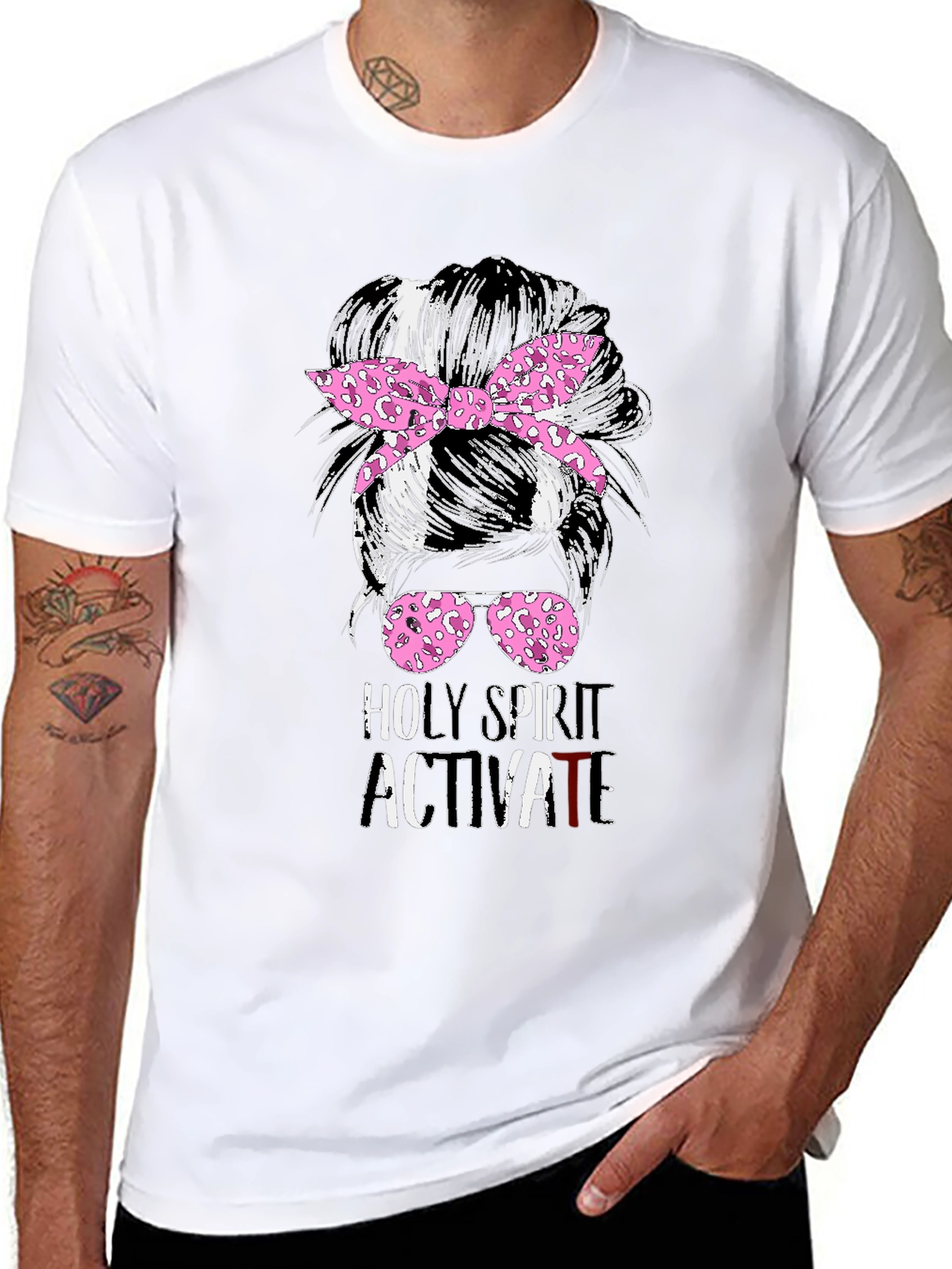 Holy Spirit Activate Messy Bun T-Shirt