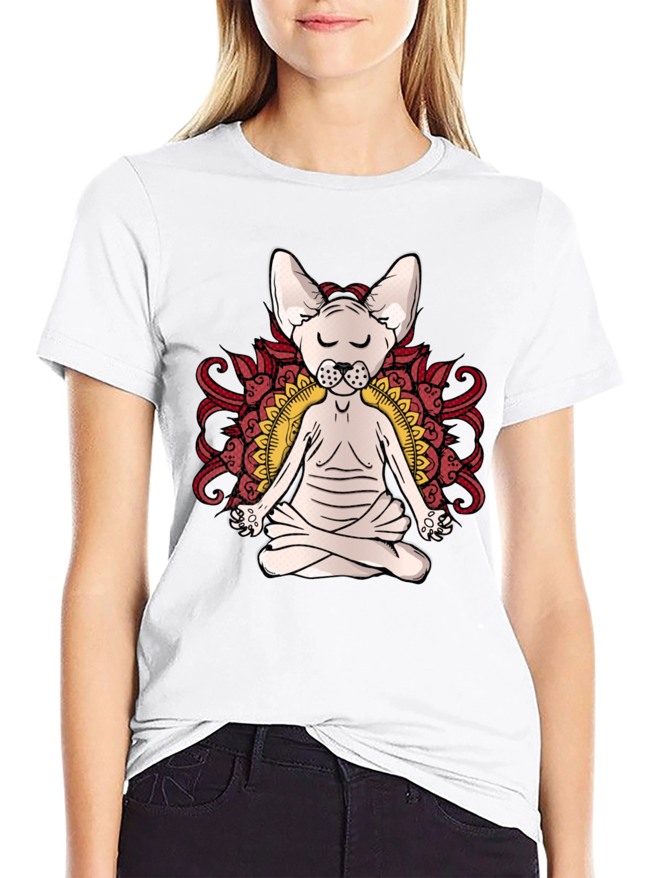 Yoga Cat Tee - Zen Sphynx Mandala T-Shirt